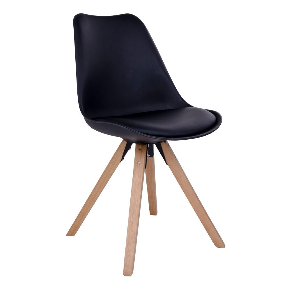 Bergen Dining Chair - Dining Chair, black with nature legs