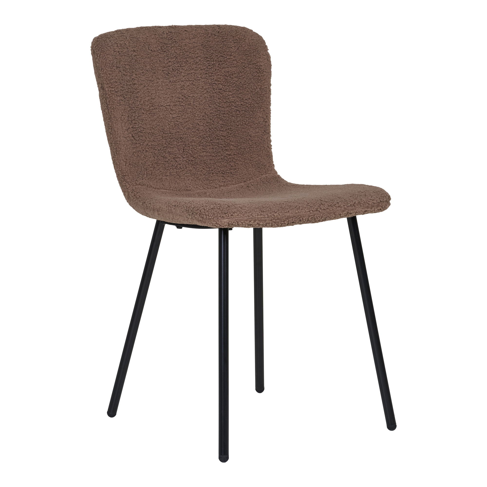 Halden Dining Chair - Dining Chair, artificial fur, dark brown, black legs, HN1092