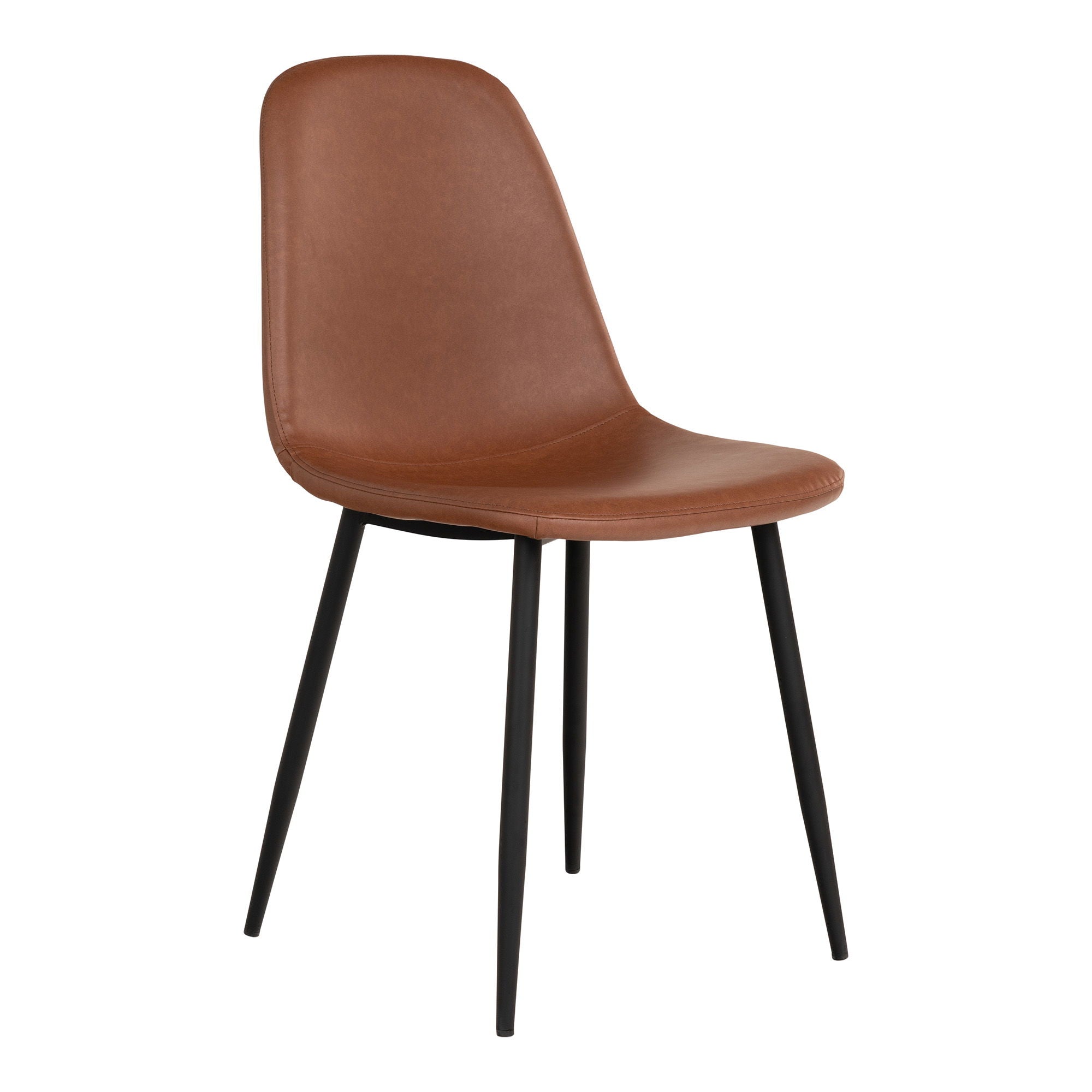 Stockholm Dining Chair - Dining Chair, PU leather, vintage light brown, black legs, HN1224