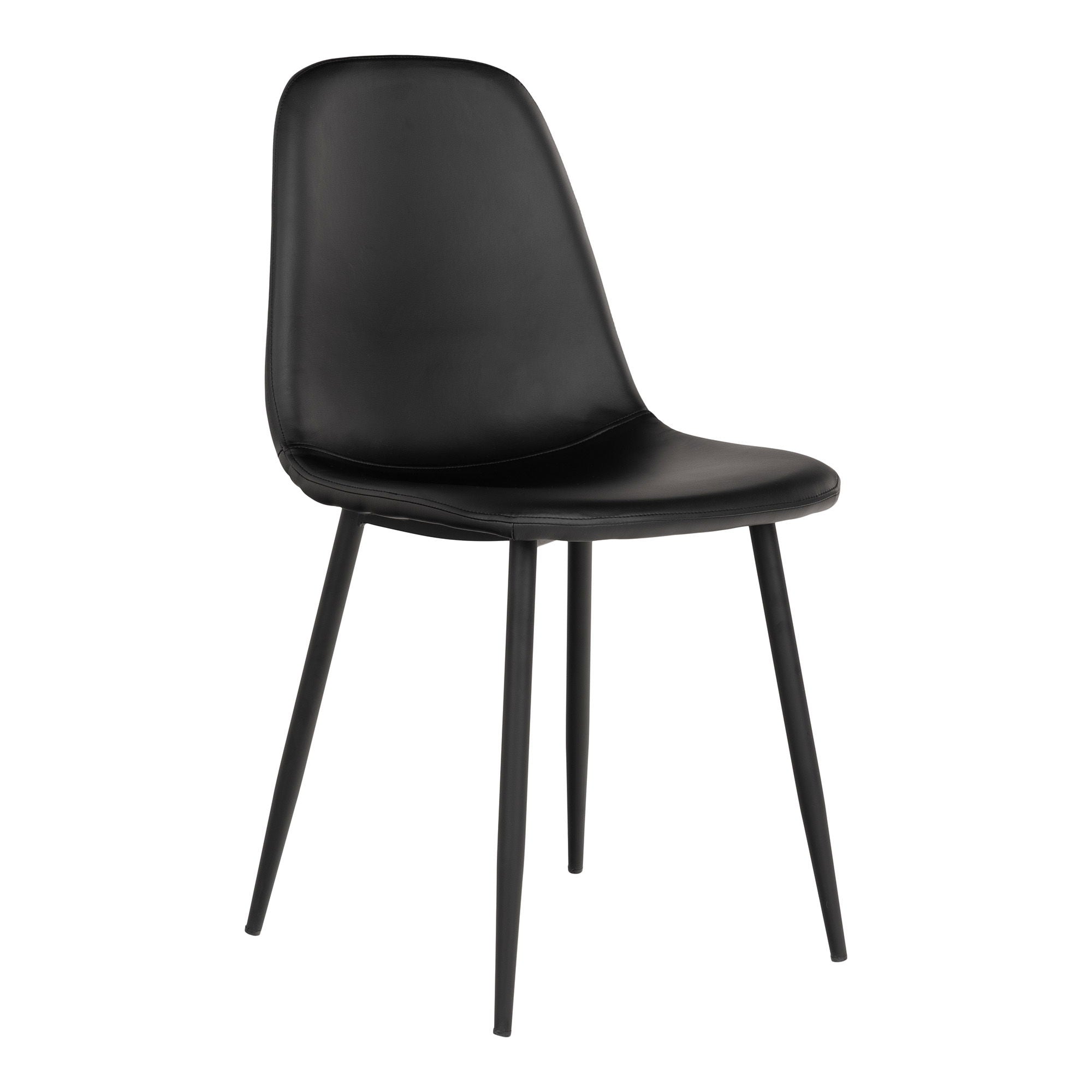 Stockholm Dining Chair - Dining Chair, PU leather, black, black legs, HN1225
