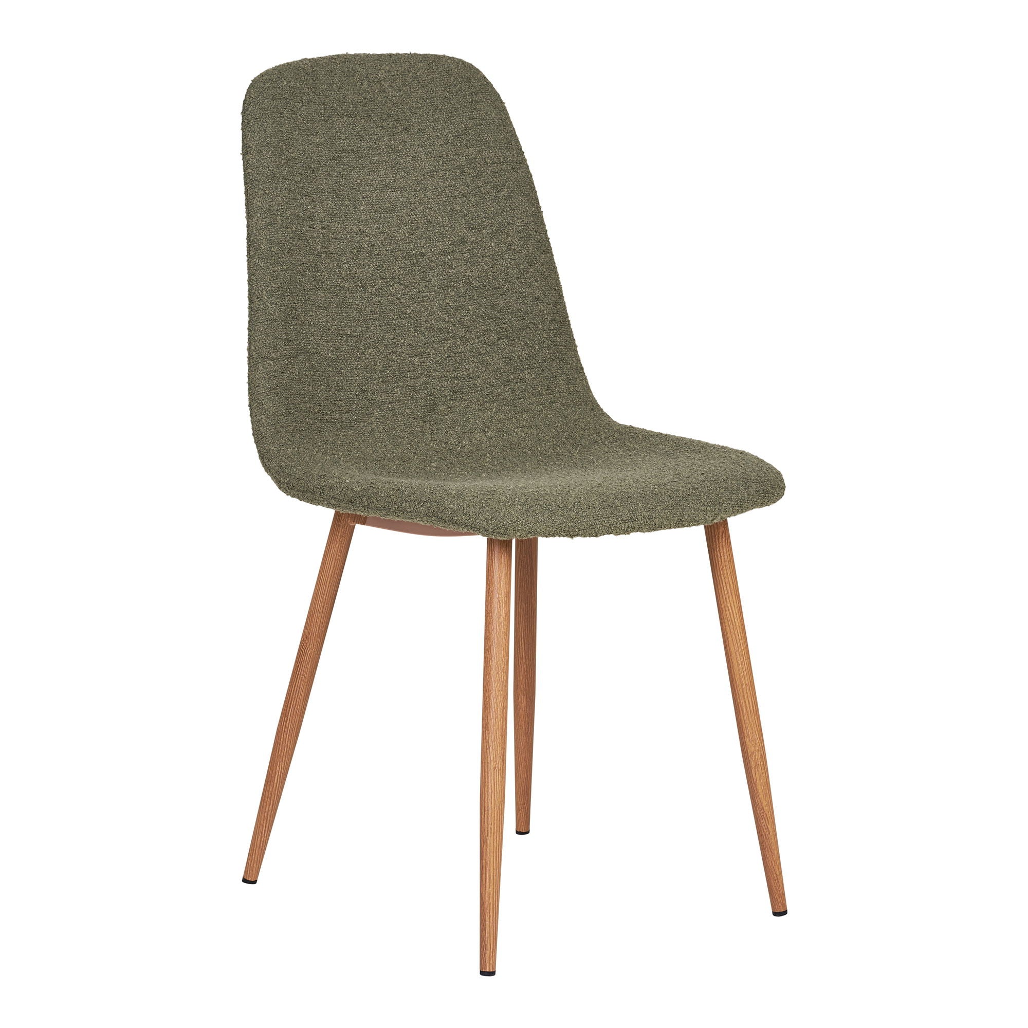 Stockholm Dining Chair - Dining Chair, bouclé, dark green, woodlike legs, HN1236