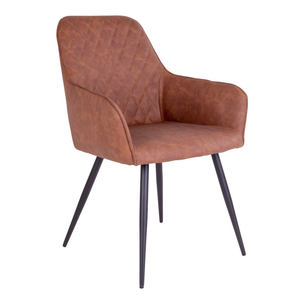 Harbo Dining Chair - Dining Chair in PU, vintage brown with black legs, HN1220