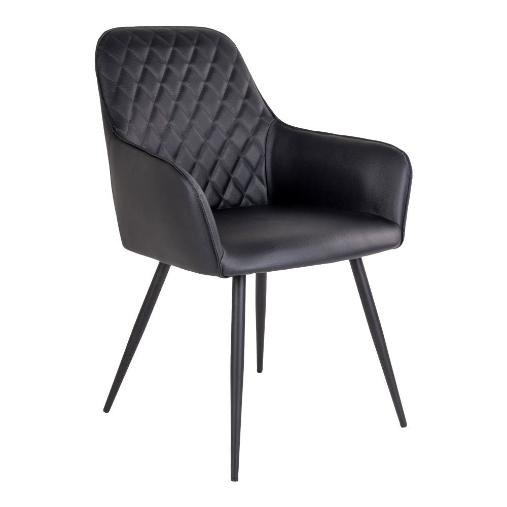 Harbo Dining Chair - Dining Chair, PU leather, black, black legs, HN1223