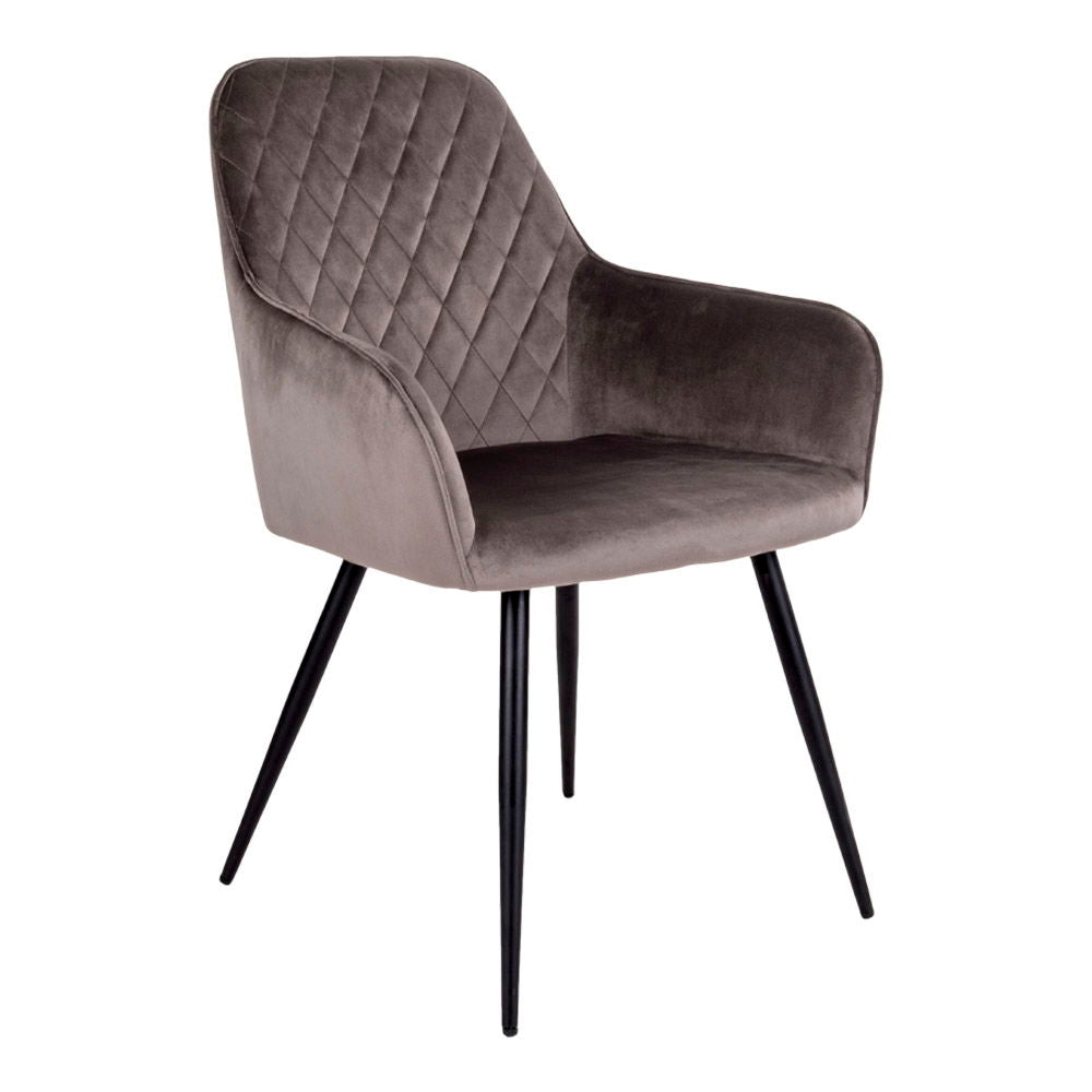 Harbo Dining Chair - Dining Chair, velvet, mushroom, black legs, HN1208