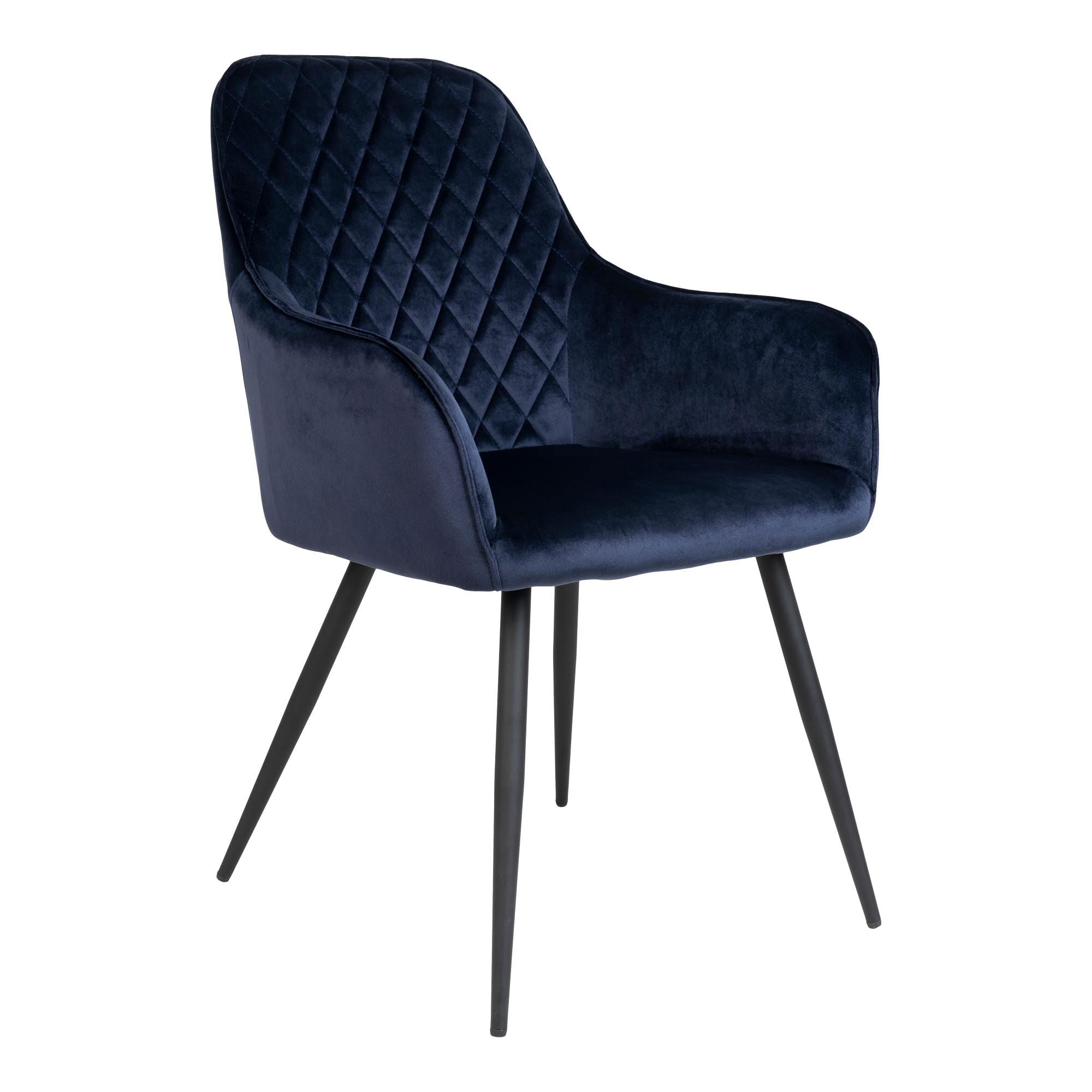 Harbo Dining Chair - Dining Chair, velvet, blue, black legs, HN1205