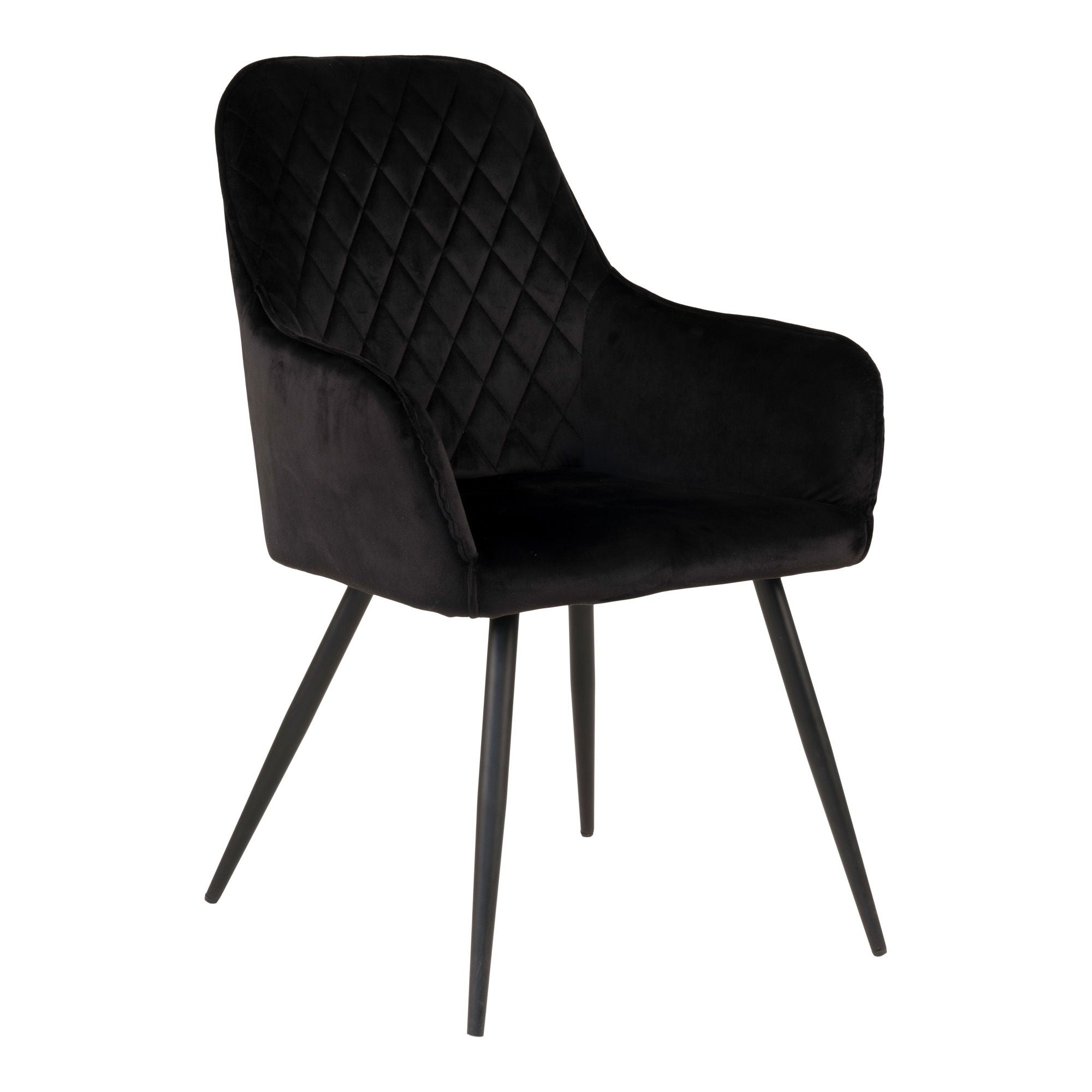 Harbo Dining Chair - Dining Chair, velvet, black, black legs, HN1207