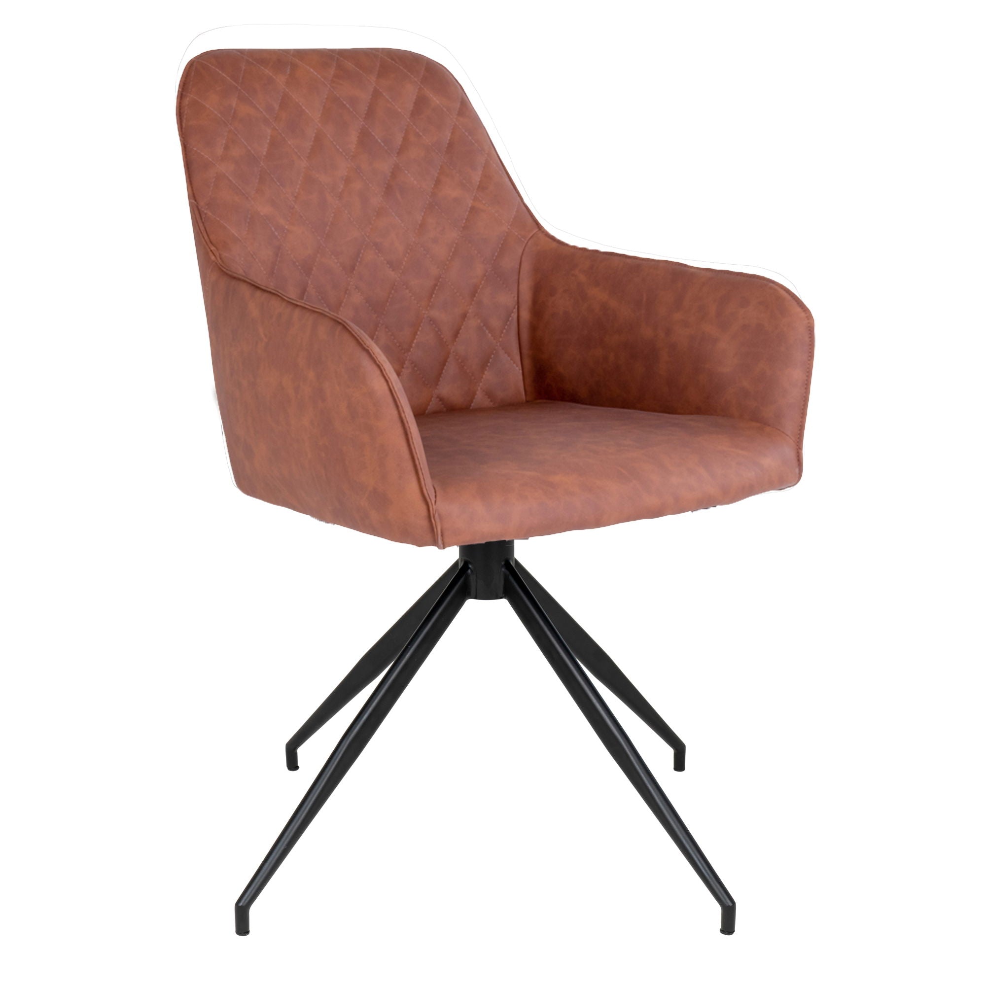 Harbo Dining Chair with swivel - Dining Chair with swivel, PU leather, vintage brown, black legs, HN1220