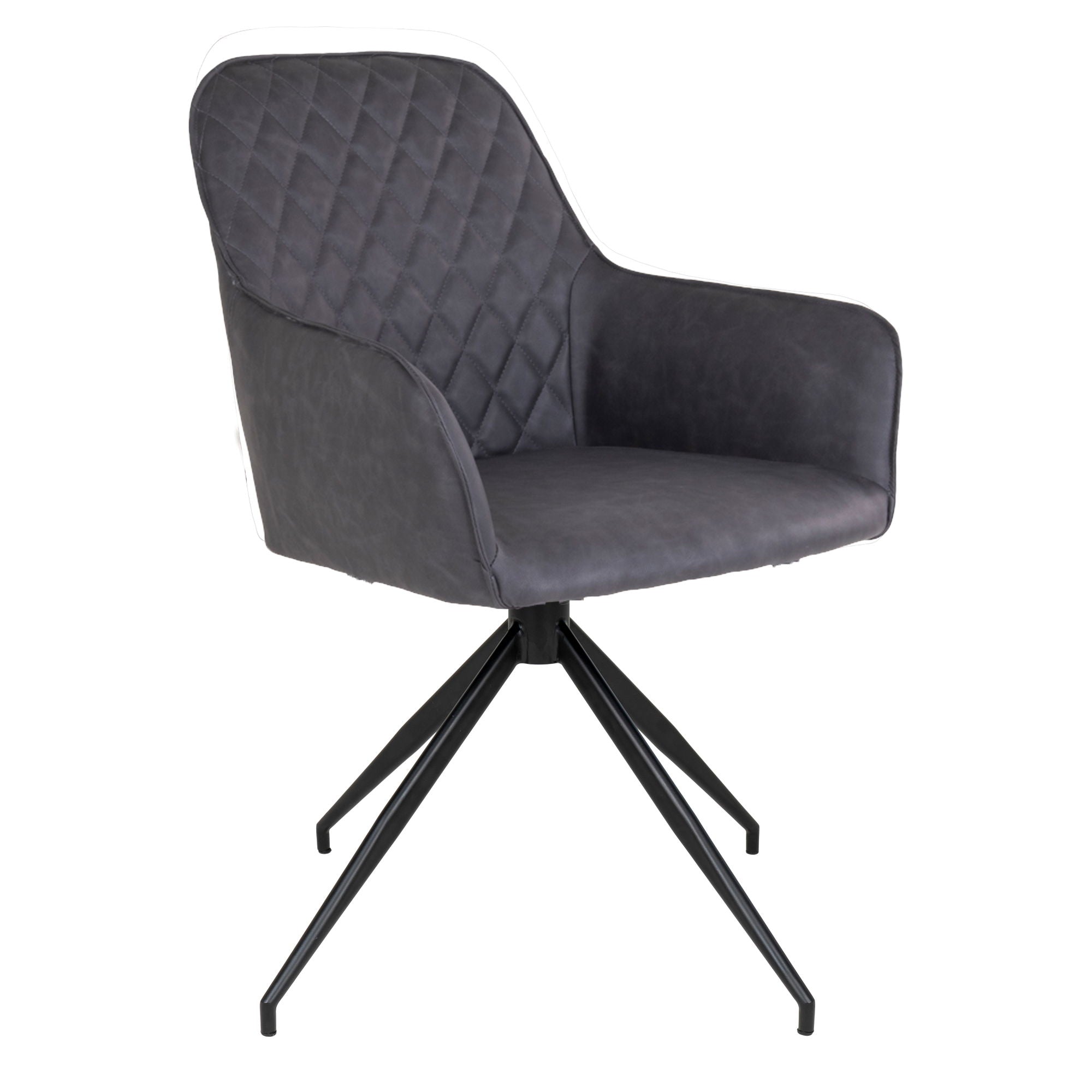 Harbo Dining Chair with swivel - Dining Chair with swivel, PU leather, dark grey, black legs, HN1221