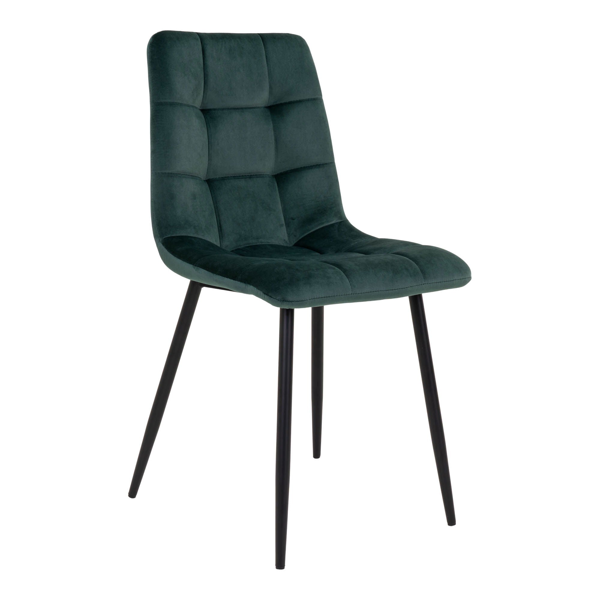 Middelfart Dining Chair - Dining Chair, velvet, dark green, black legs, HN1006