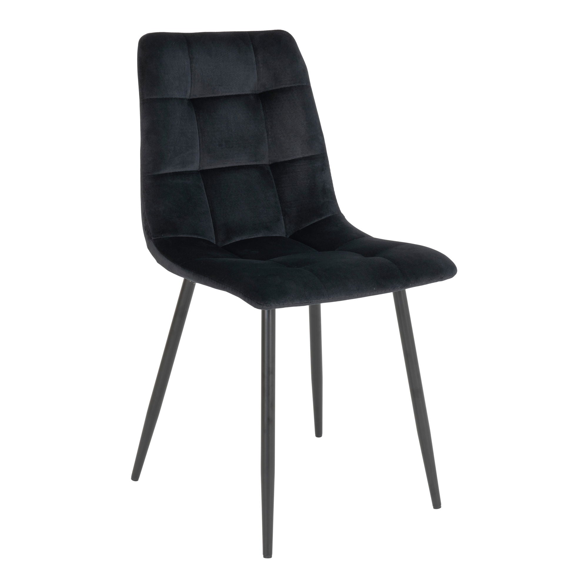 Middelfart Dining Chair - Dining Chair, velvet, black, black legs, HN1207