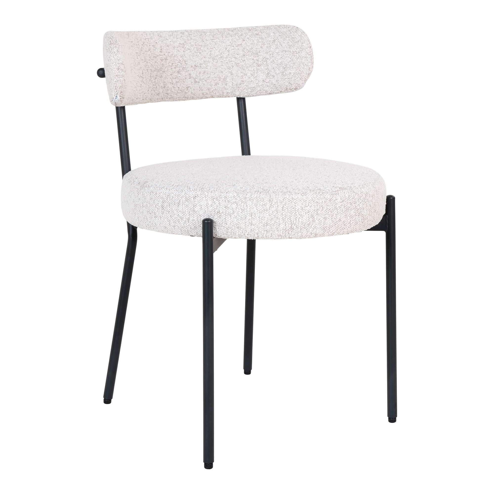Badalona Dining Chair - Dining Chair, bouclé, white, black legs HN1270