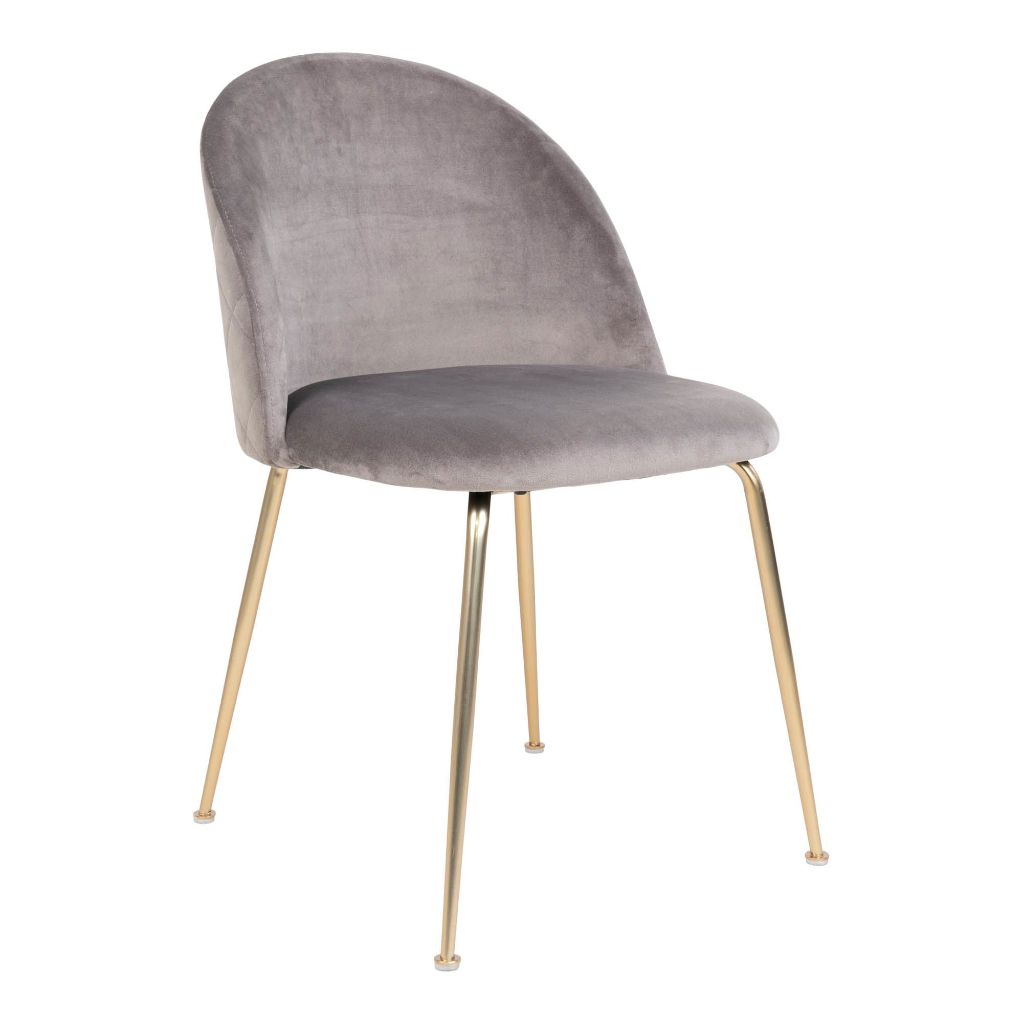 Geneve Dining Chair - Dining Chair, velvet, grey, brass look legs, HN1213