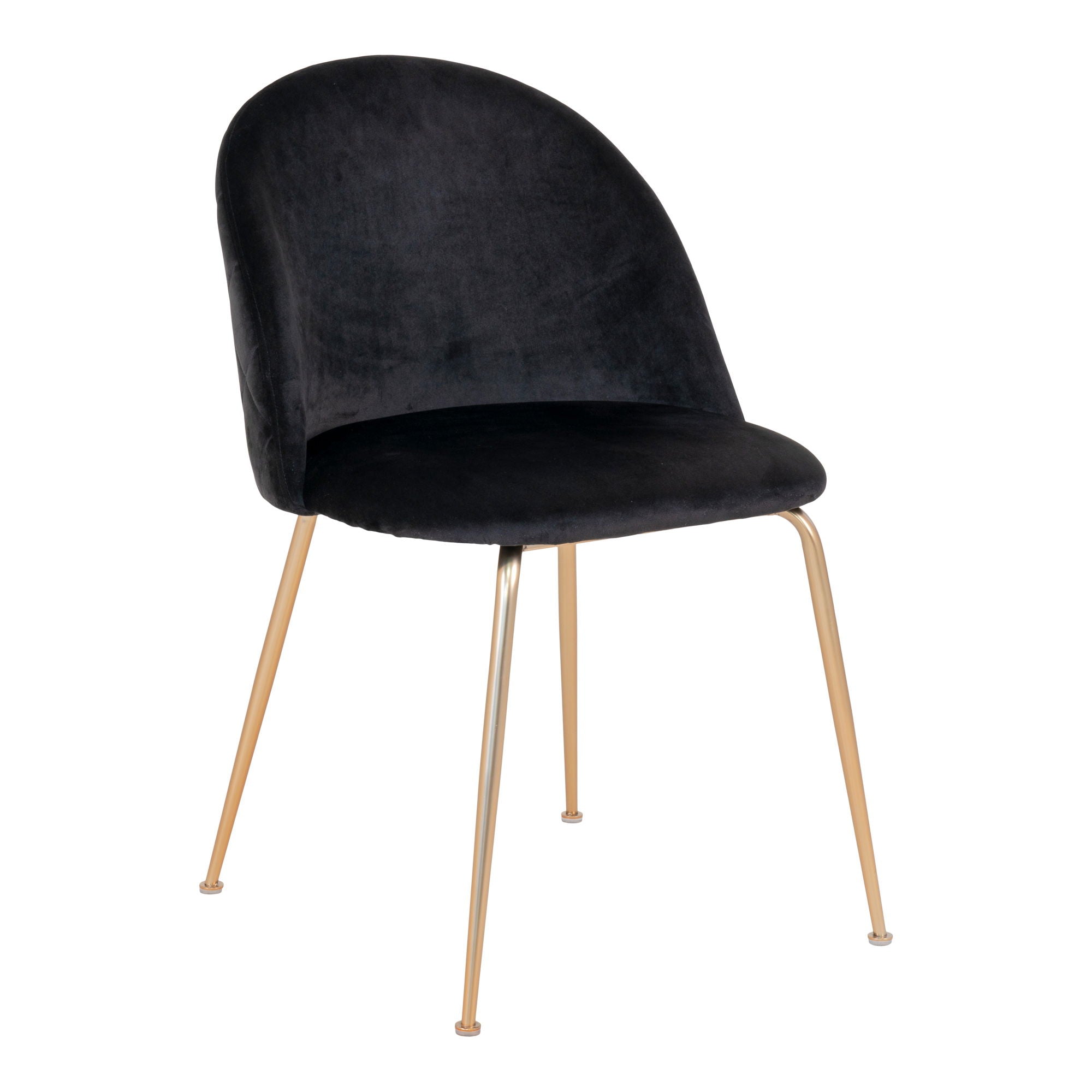 Geneve Dining Chair - Dining Chair in velvet, black with brass look legs, HN1207