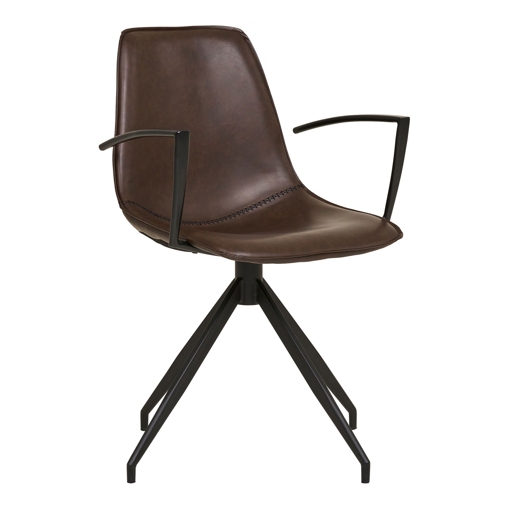 Monaco Dining Chair - Dining chair, swivel, armrest, PU, dark brown with black legs, HN1227