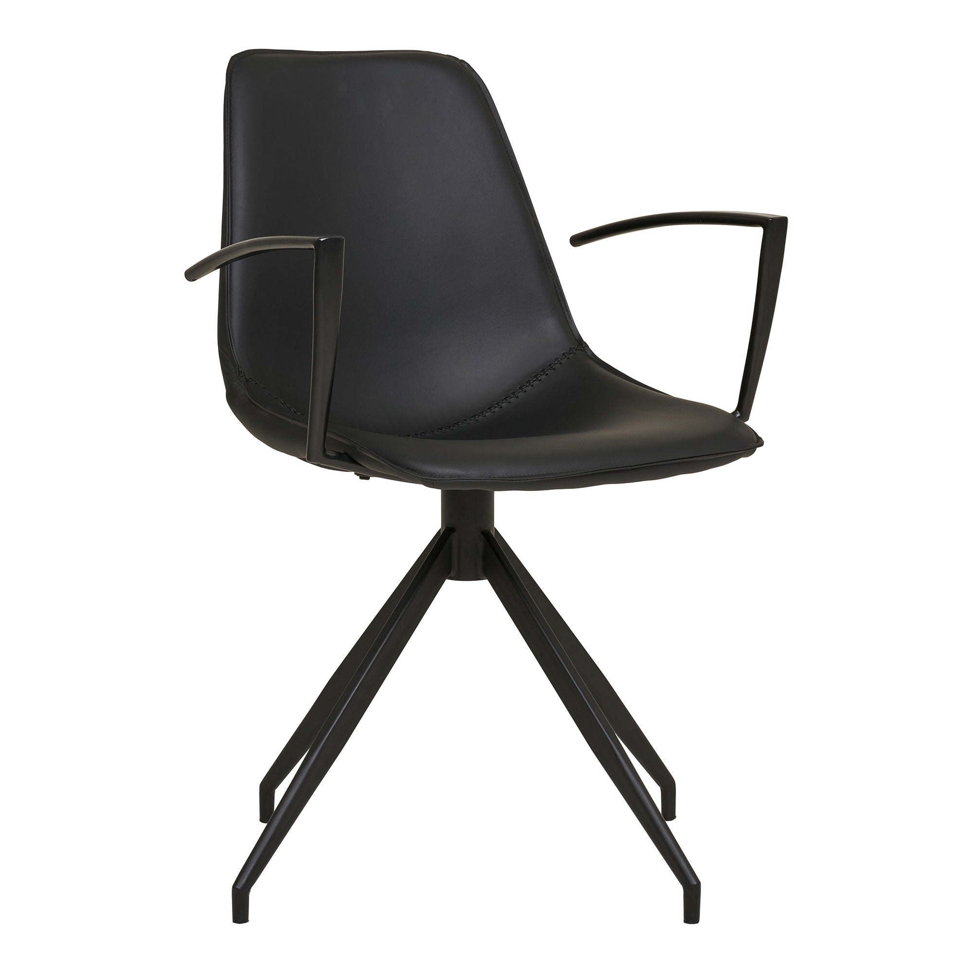 Monaco Dining Chair - Dining chair, swivel, armrest, PU, black with black legs, HN1228