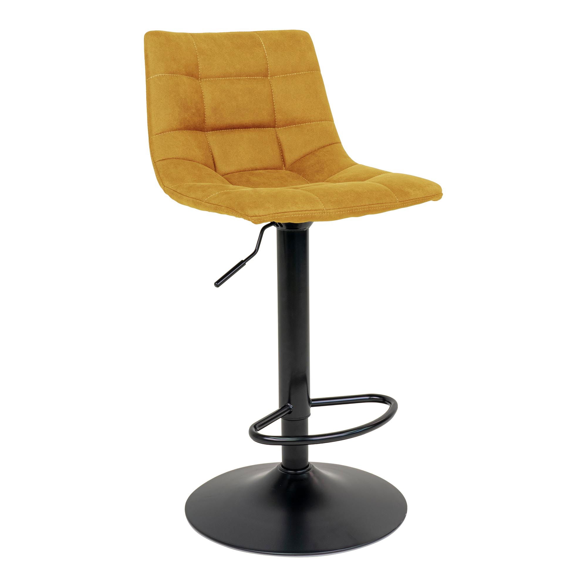 Middelfart Bar Chair - Bar Chair, velvet, mustard yellow, black legs, HN1004
