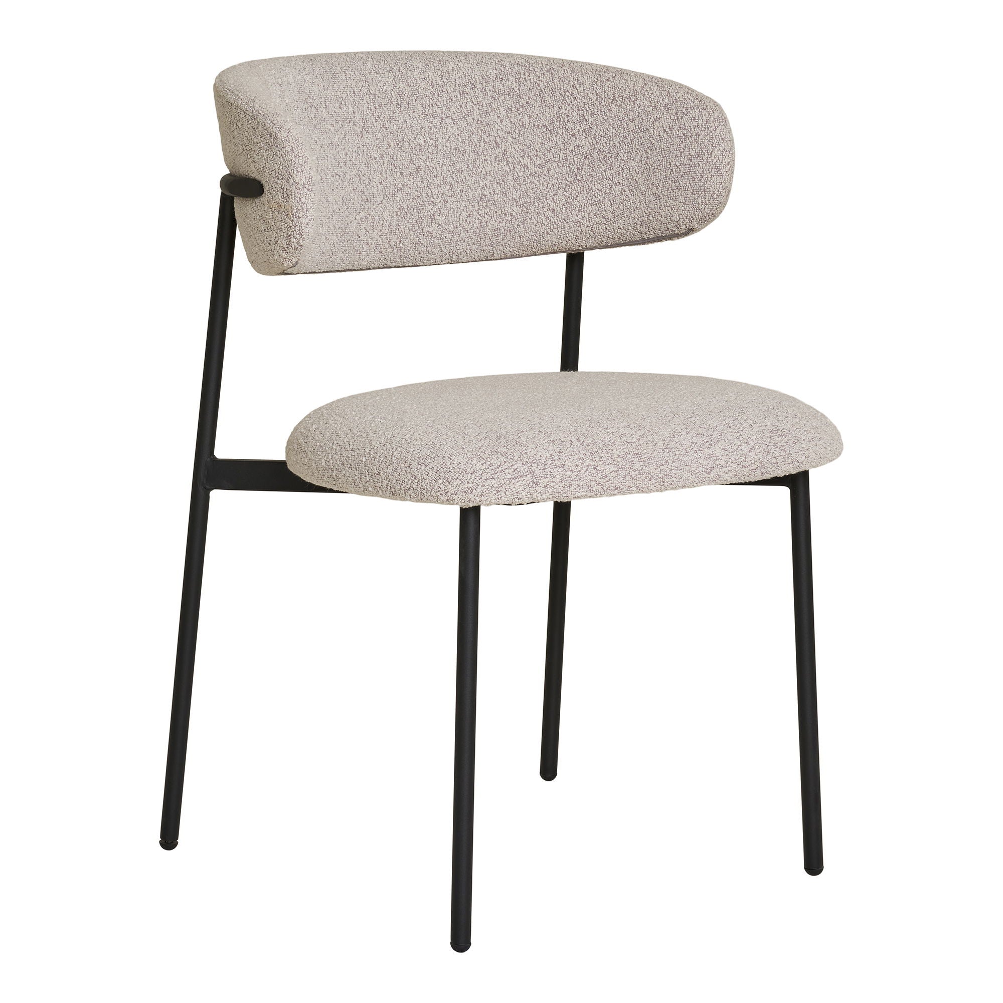 Mira Dining Chair - Dining Chair, bouclé, sand, black legs, HN1267