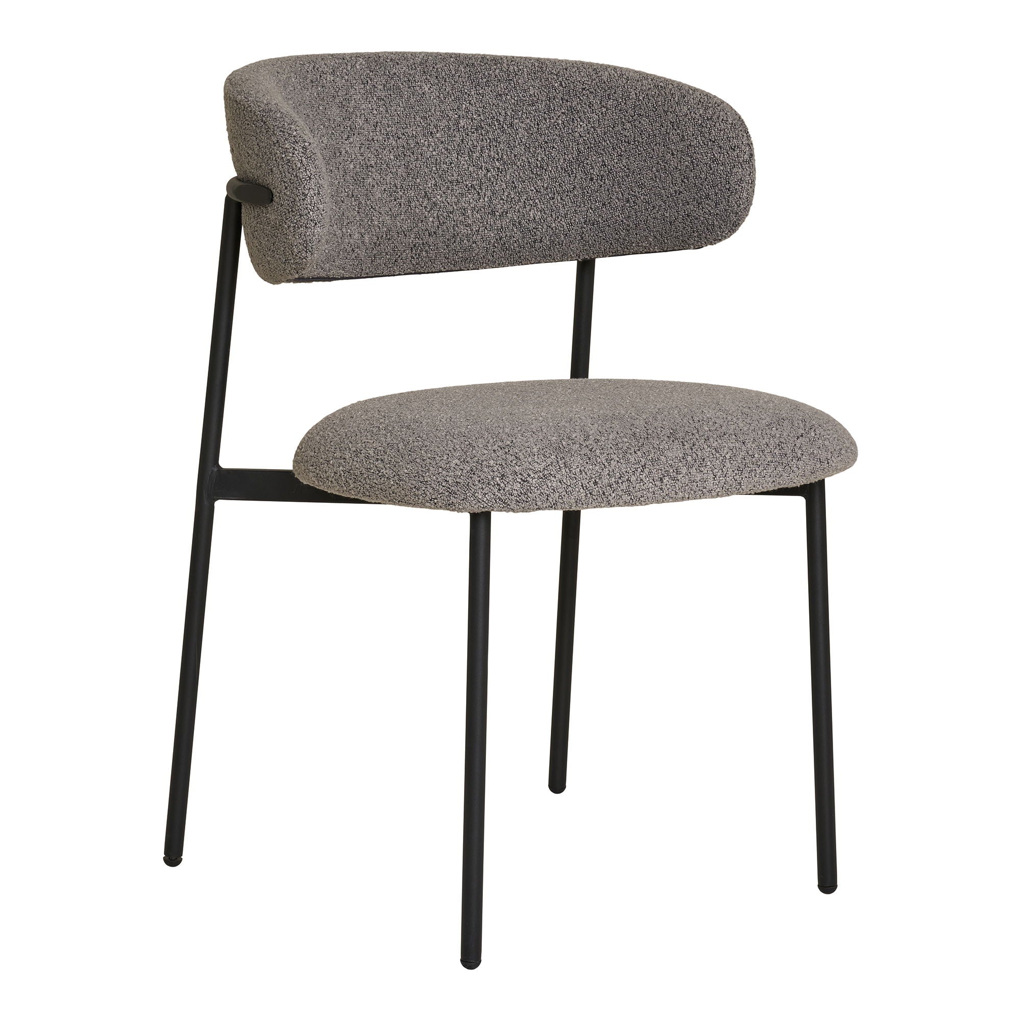 Mira Dining Chair - Dining Chair, bouclé, light grey, black legs, HN1268
