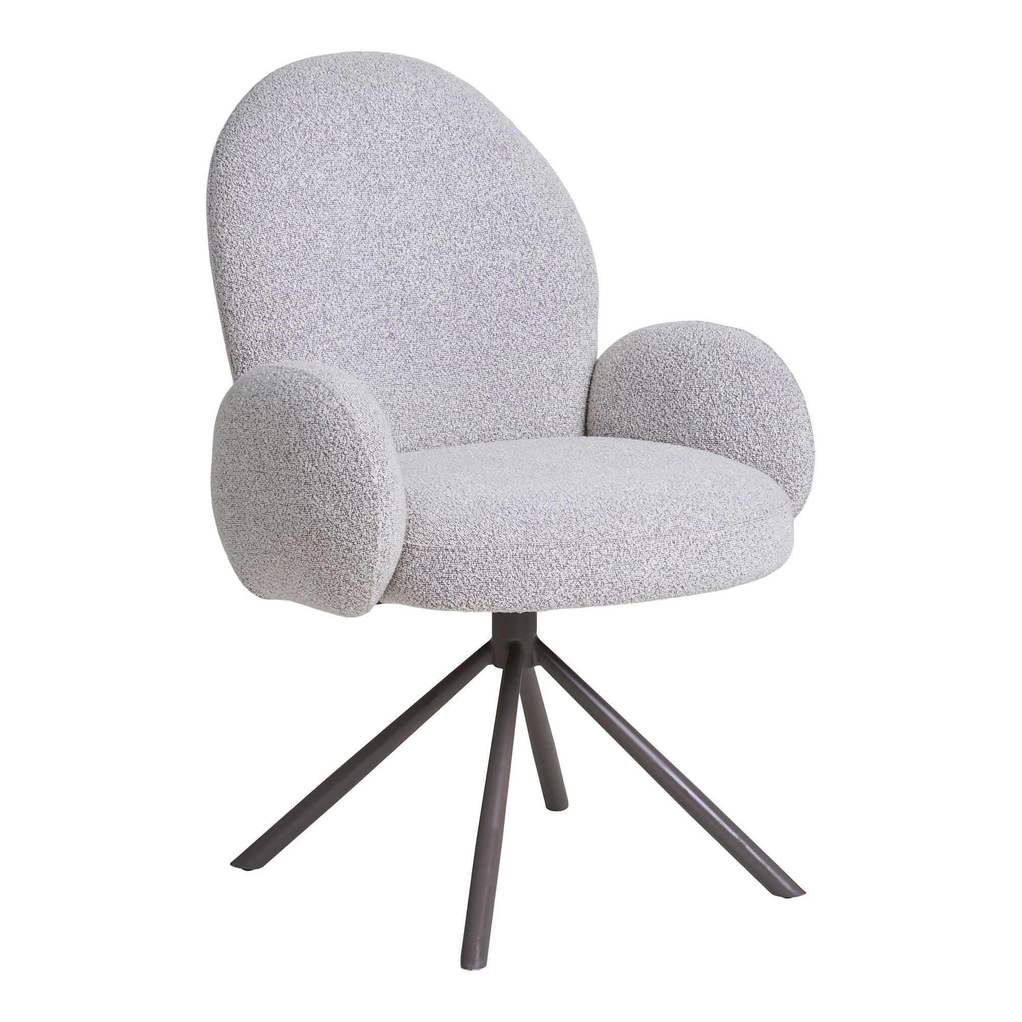 Lana Dining Chair - Dining Chair with swivel, armrest, bouclé, sand, grey legs HN1267
