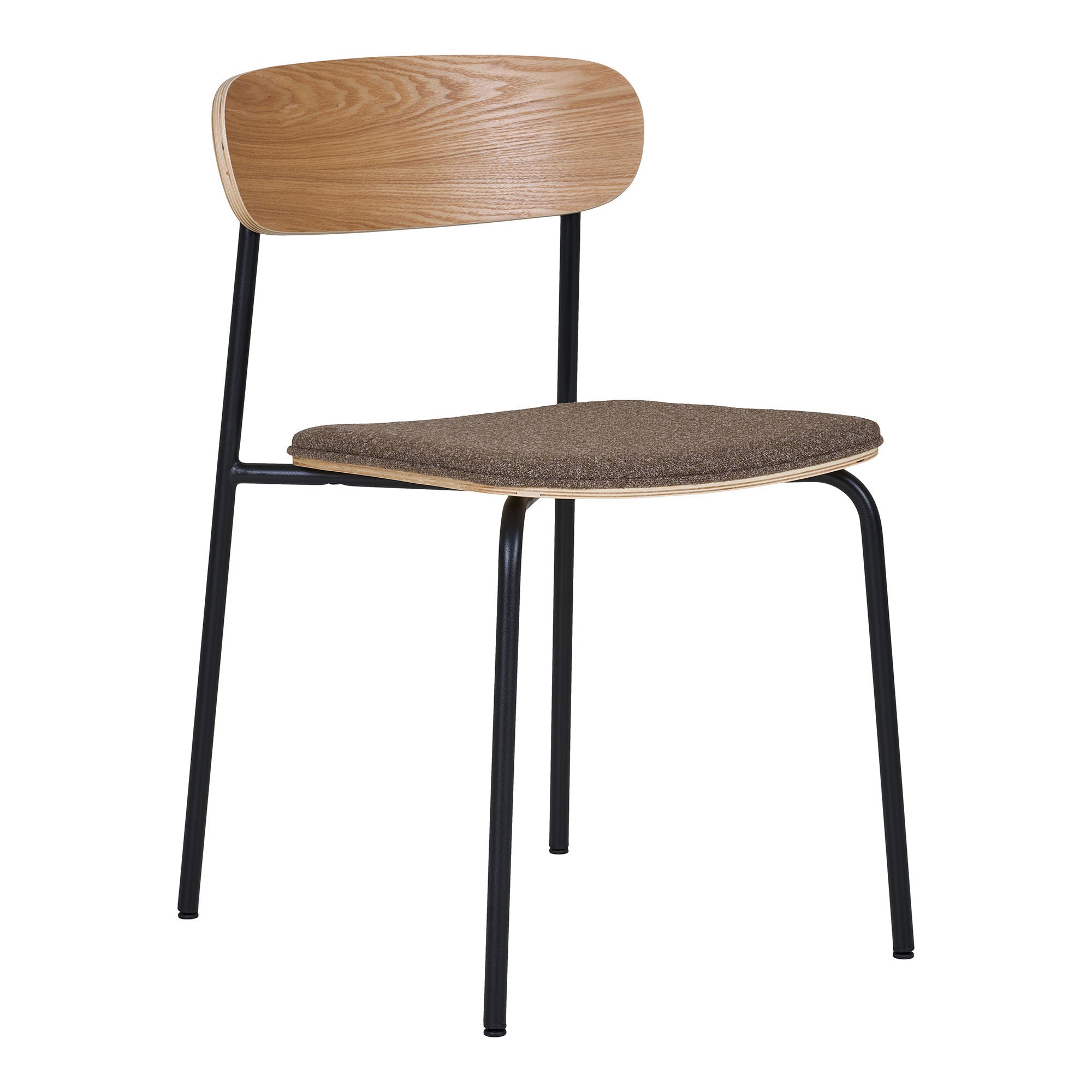 Estepona Dining Chair - Dining chair, backrest in ash wood, brown seat with black legs, HN1269