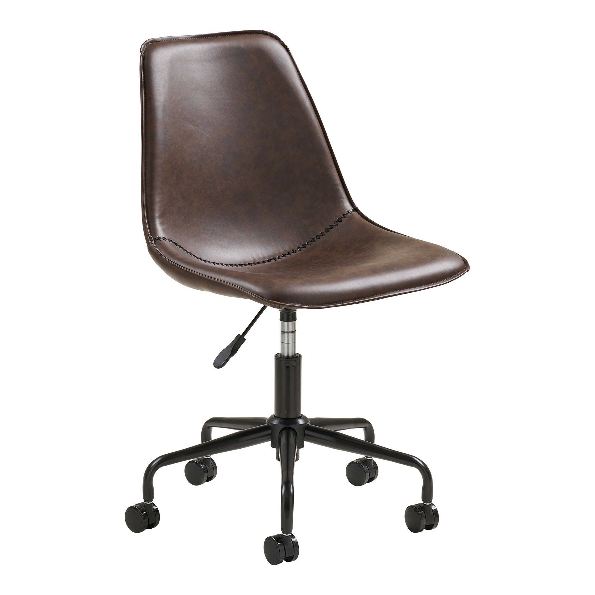 Monaco Office Chair - Office Chair with swivel, PU leather, dark brown, black legs, HN1227