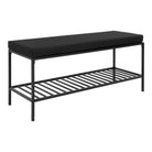 Vita Bench - Bench with cushion and shelf, black with black legs, 100x36x48,5 cm