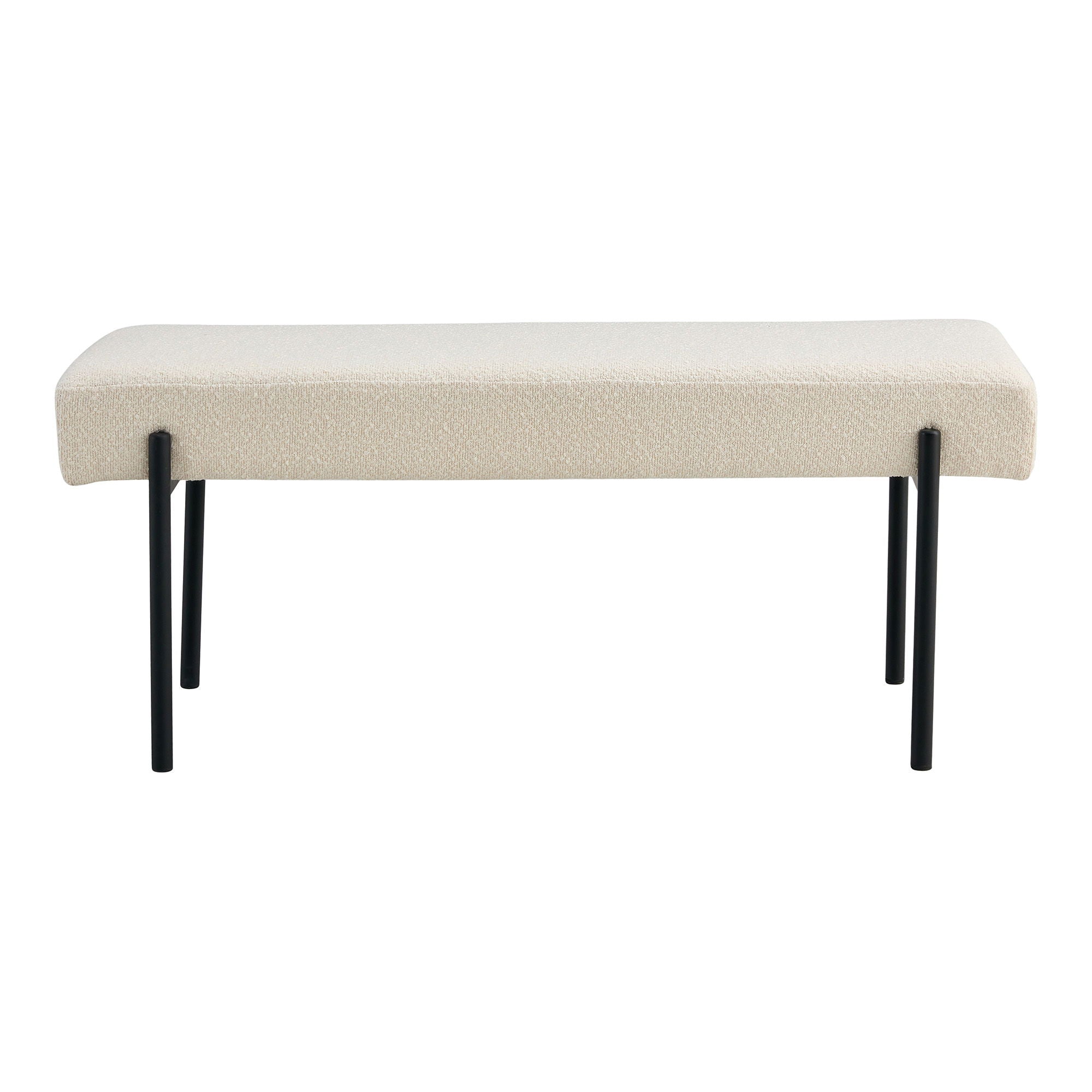 Swindon Bench - Bench, bouclé, white, black legs 100x36x42,5 cm, HN1232