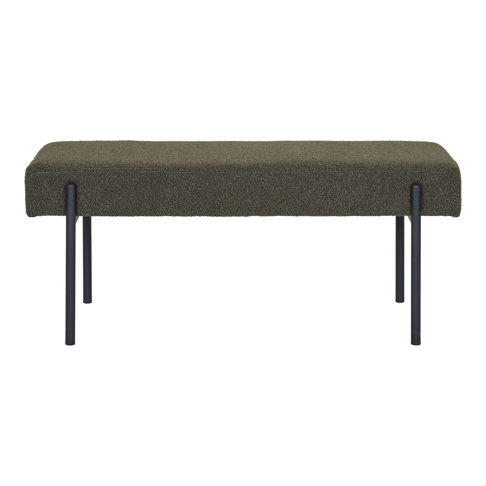 Swindon Bench - Bench, bouclé, dark green, black legs 100x36x42,5 cm, HN1241