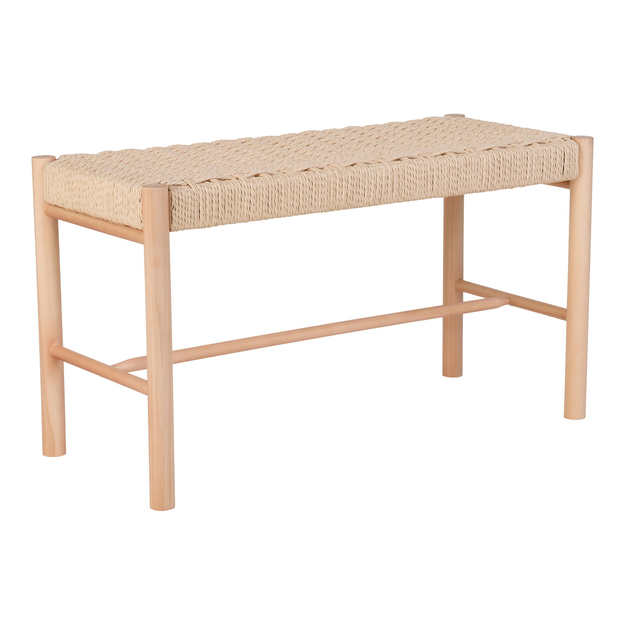 Abano Bench - Bench with natural wicker seat, poplar wood, nature 35x80x45 cm