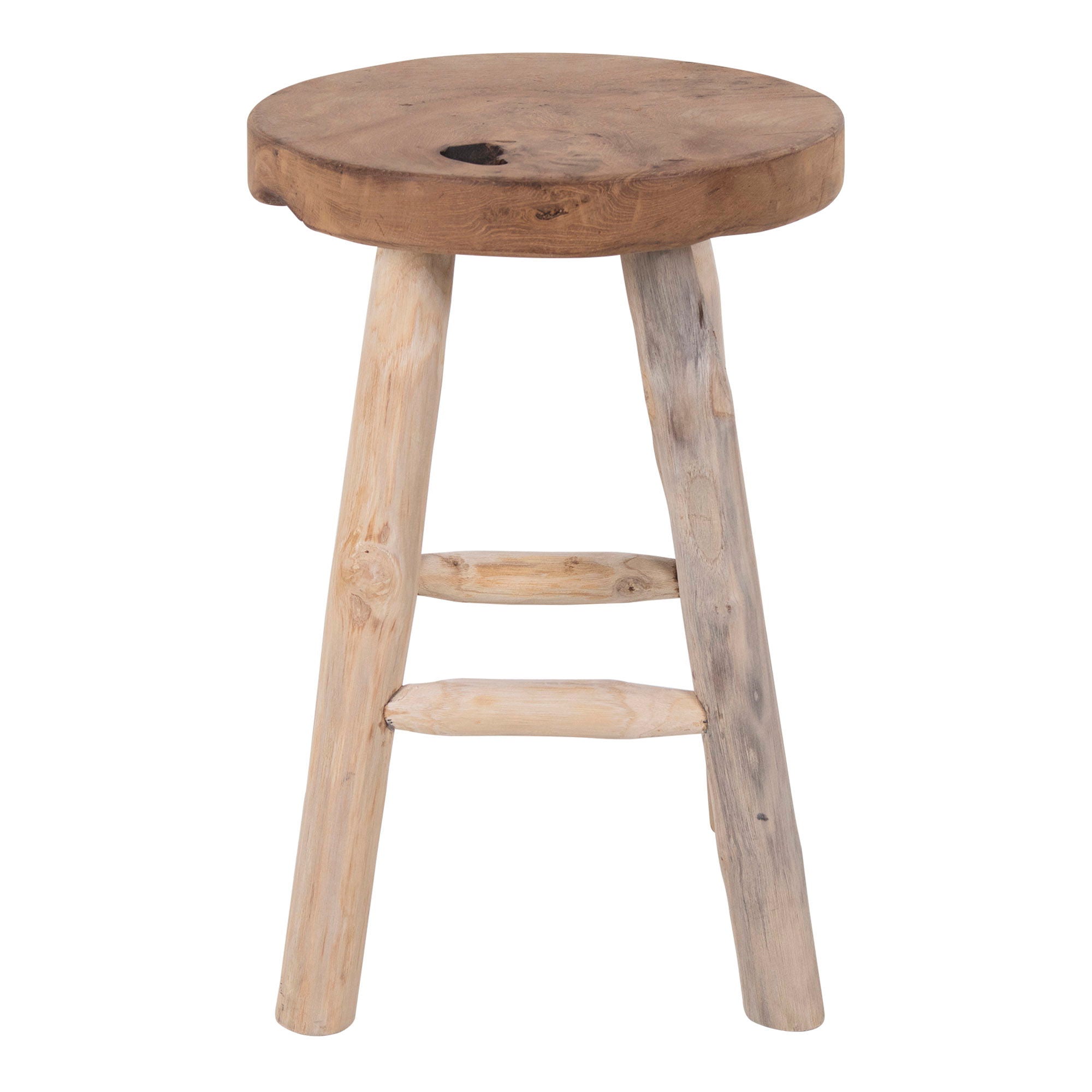 Badia Stool - Stool, teak, nature, 4 legs, ø30x45 cm