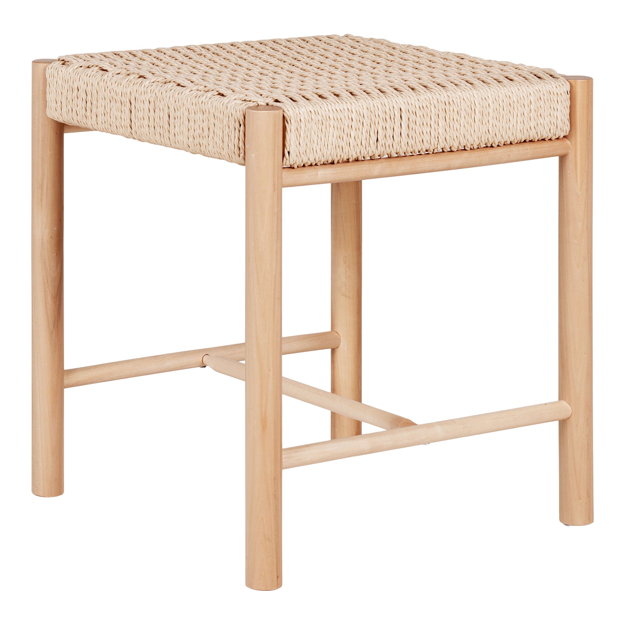 Abano Stool  - Stool with natural wicker seat, poplar wood, nature 42x42x46,5 cm