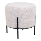 Alford Pouf - Pouf, teddy, white, black legs ø35,5x37 cm, HN1090