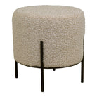 Alford Pouf - Pouf, teddy, grey-brown, black legs, 35,5x37 cm, HN1091