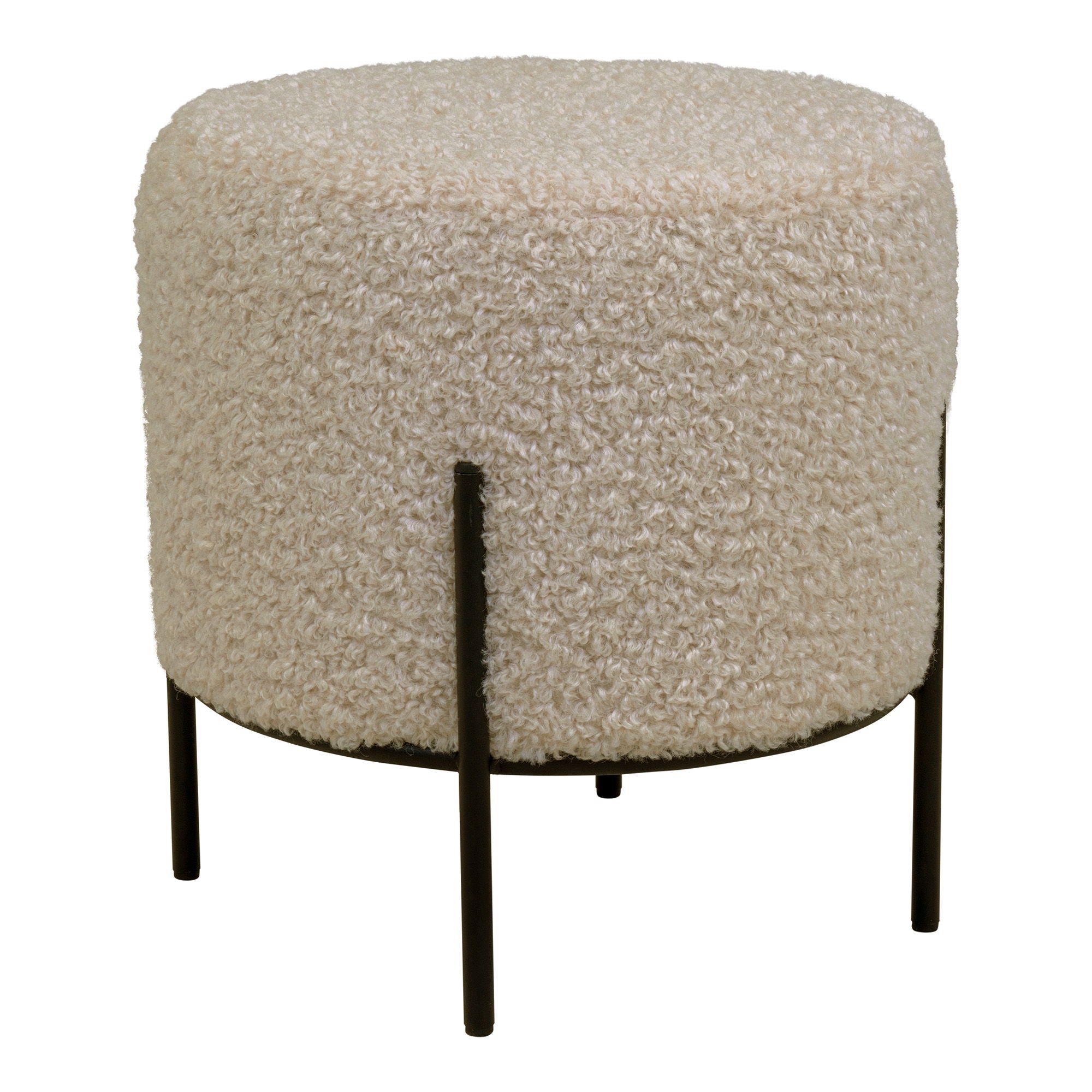 Alford Pouf - Pouf, teddy, grey-brown, black legs, 35,5x37 cm, HN1091
