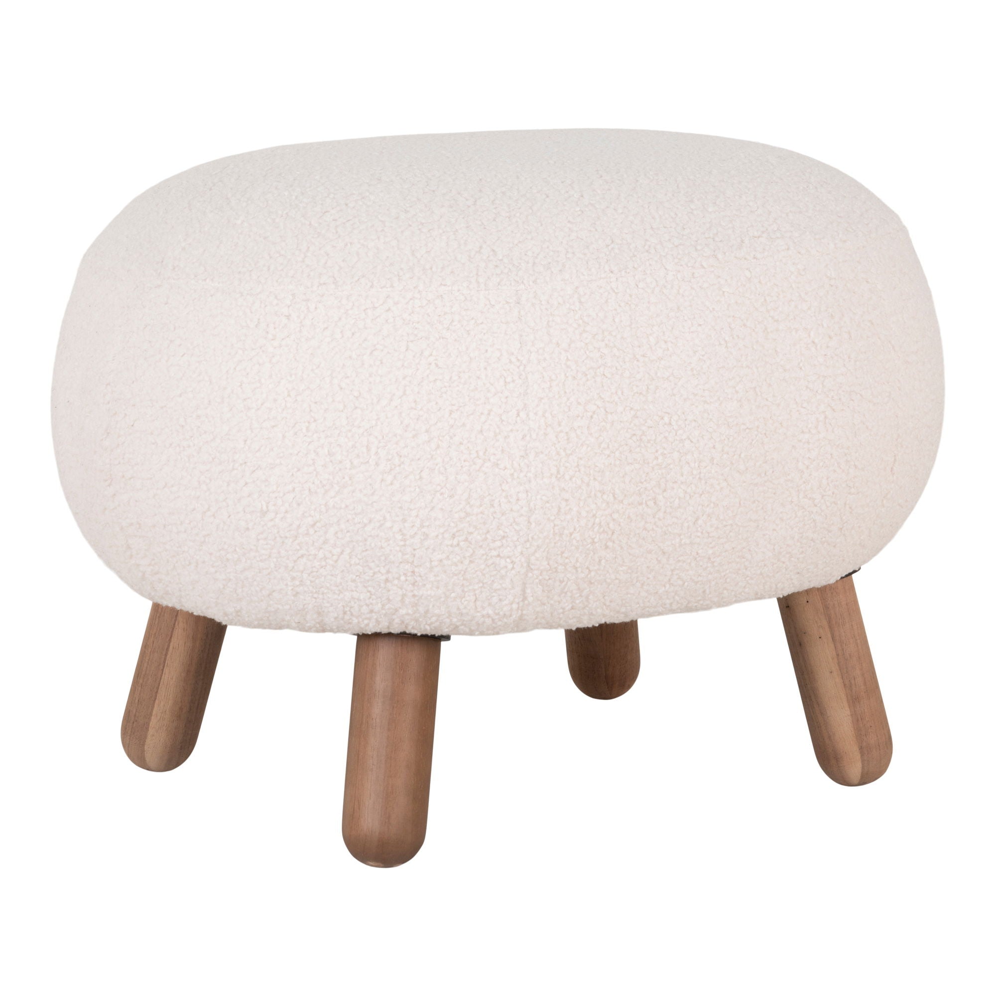 Savona Footrest - Footrest, artificial lambskin, artificial lambskin, white with walnut look legs, HN1094