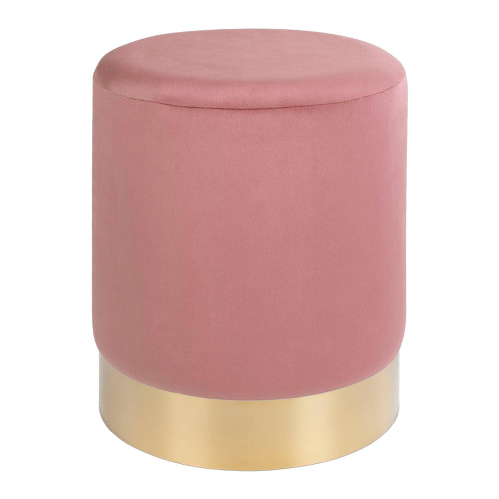 Gamby Pouf - Pouf, velvet, rose, brass coloured base ø34x43 cm, HN1214