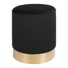 Gamby Pouf - Pouf, velvet, black, brass coloured base ø34x43 cm, HN1207