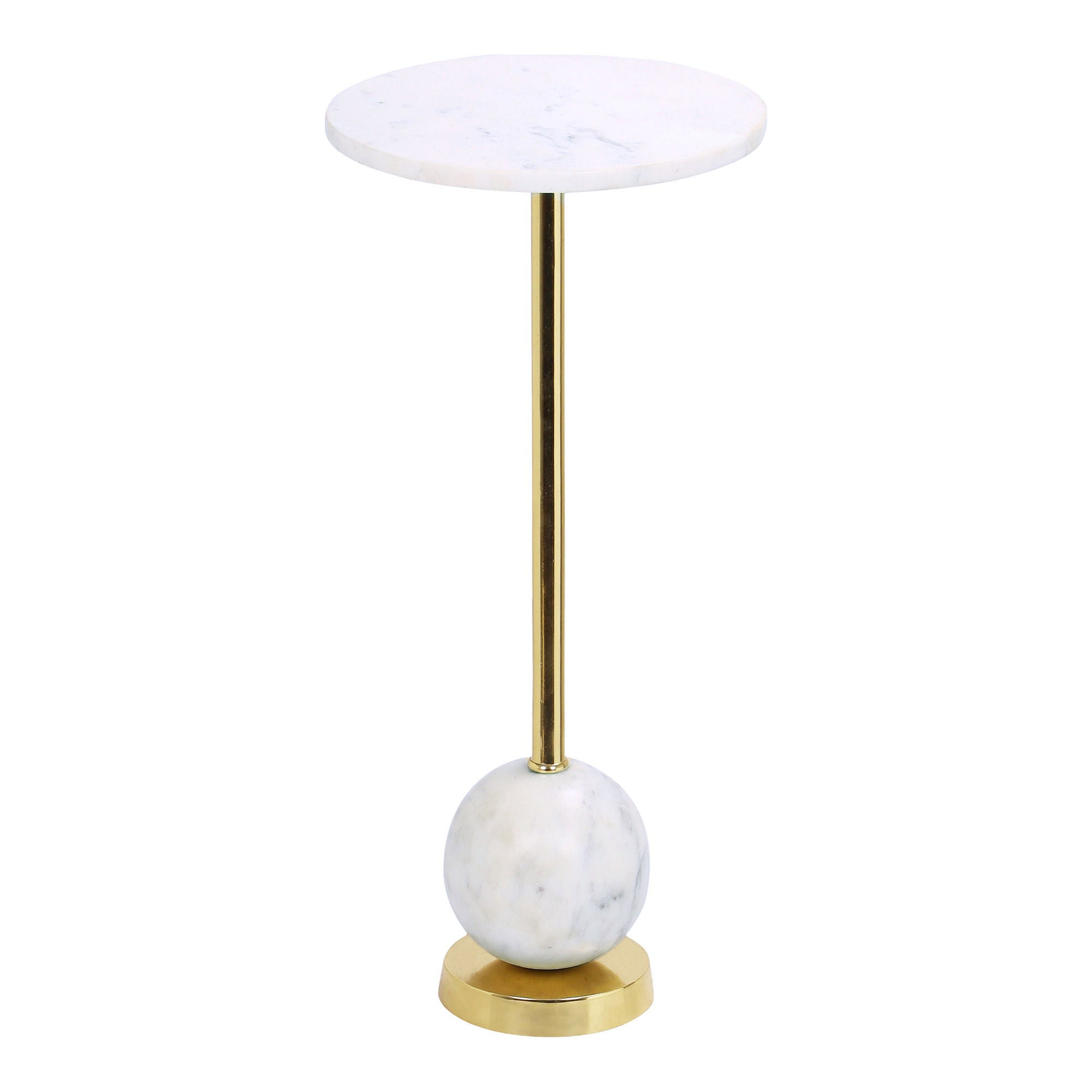 Salo Side table - Side table in brass and marble Ø25x54 cm