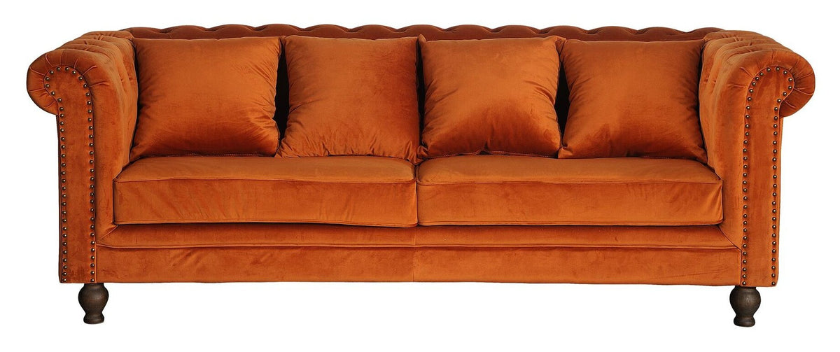 Velvet 3-Seat Sofa – Rusty Orange