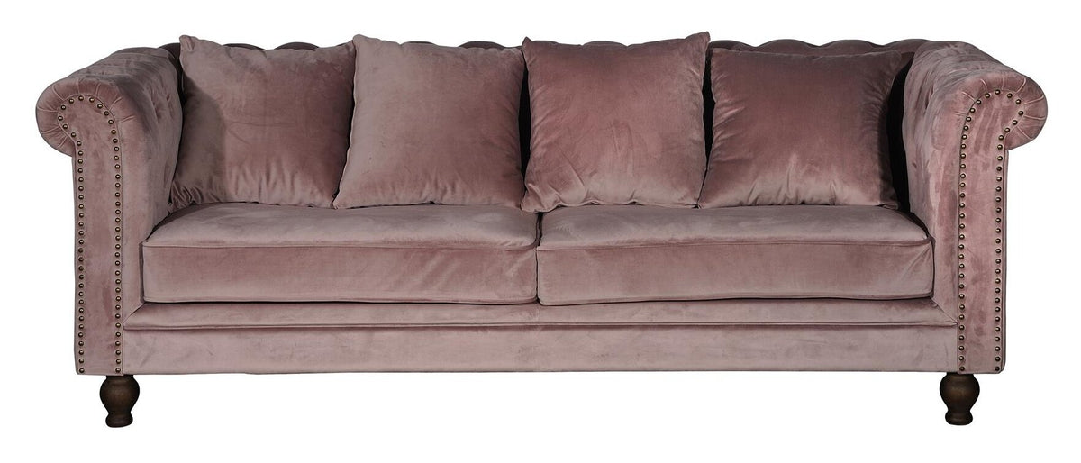 Velvet 3-Seat Sofa – Pink