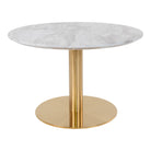 Bolzano Coffee Table - Coffee Table, marble look top, brass look base ø70x45 cm