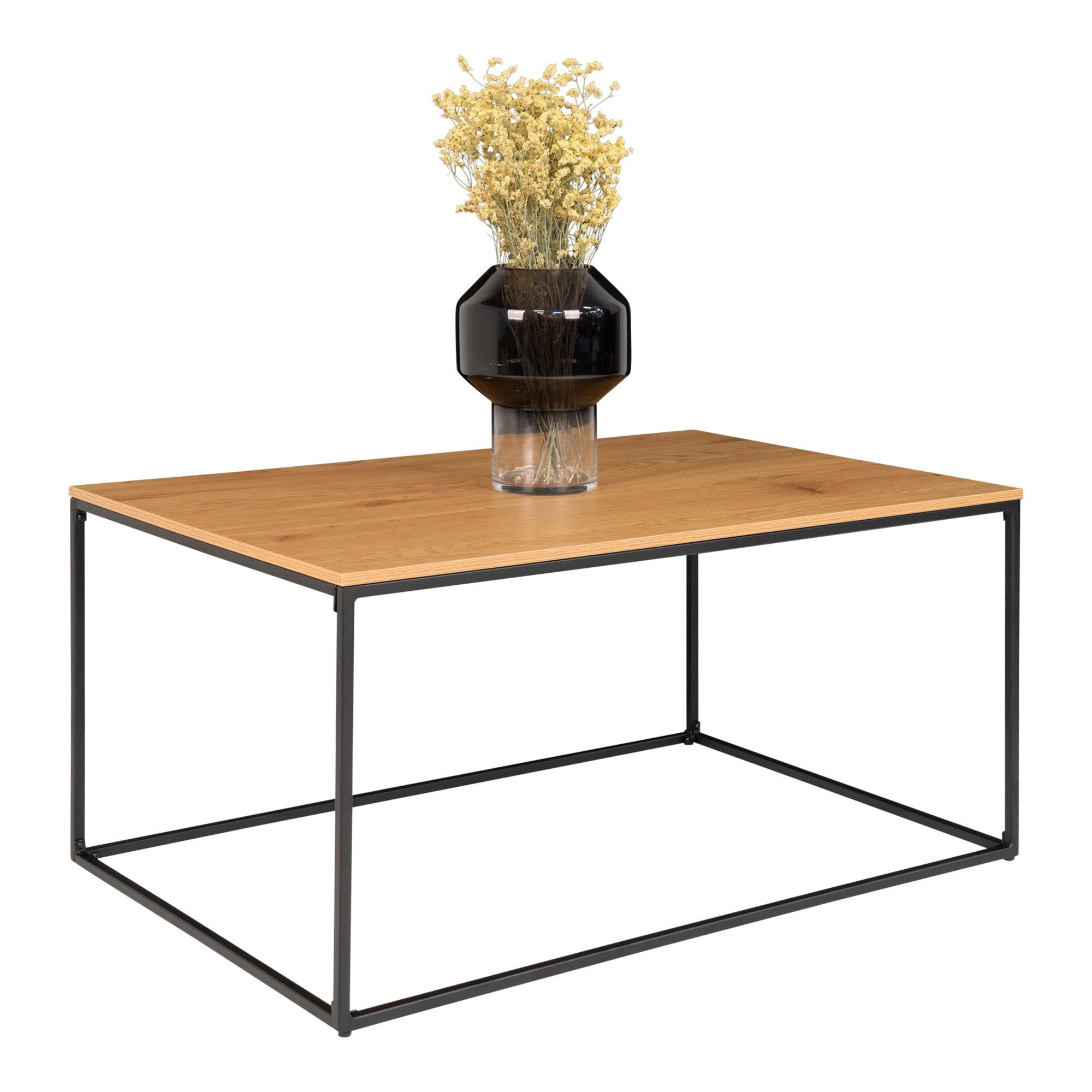 Vita Coffee table - Coffee table, oak look, black frame 60x90x45 cm