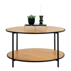 Vita Coffee table - Coffee table, oak look, black frame Ø80x45 cm