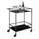 Vita Bar trolley - Bar trolley with 2 shelves, black, black frame 68x40x79 cm