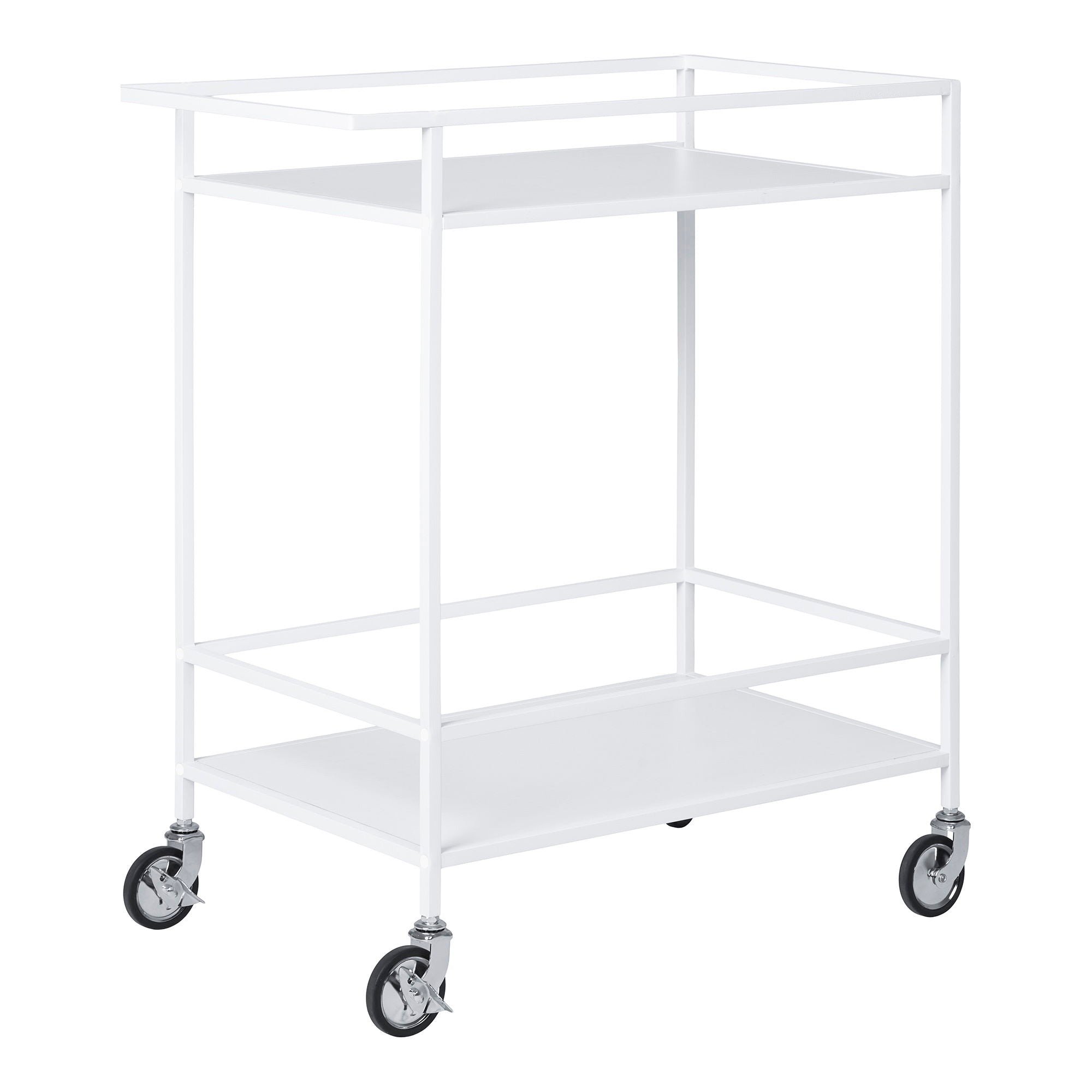 Vita Bar Trolley - Bar trolley, 2 white shelves, white frame 68x40x79 cm
