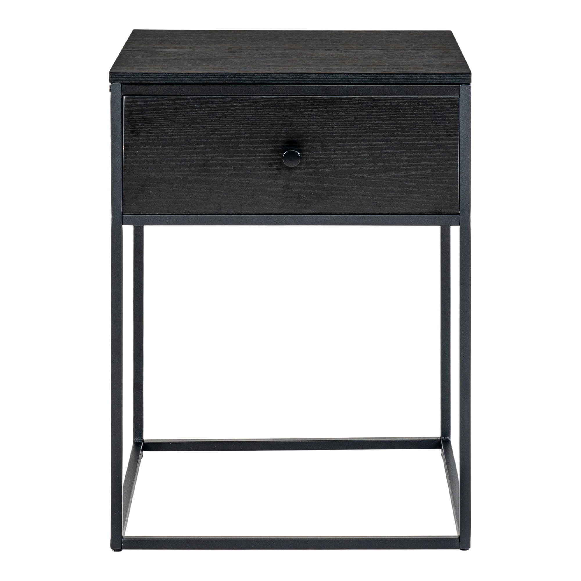 Vita Side table - Side table, 1 drawer, black, black frame 40x40x55 cm