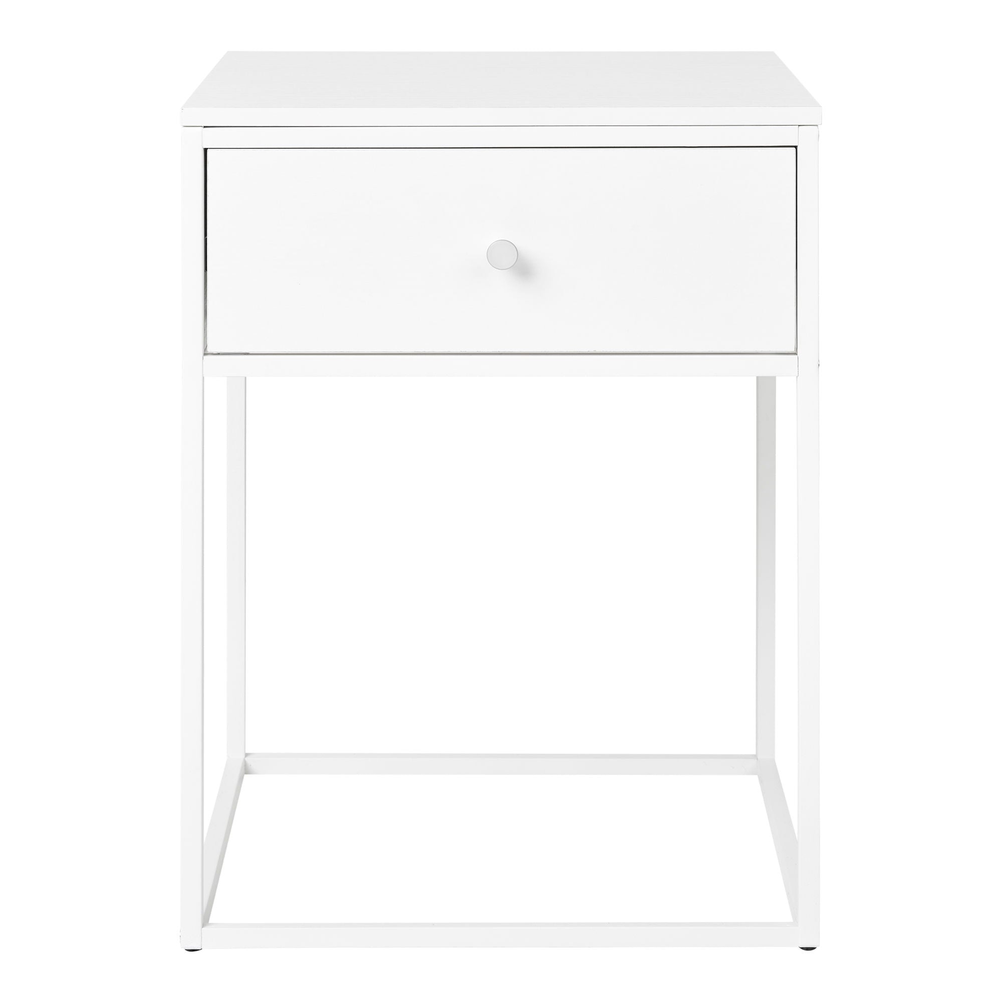 Vita Side Table - Side table, 1 drawer, white, white frame 40x40x55 cm