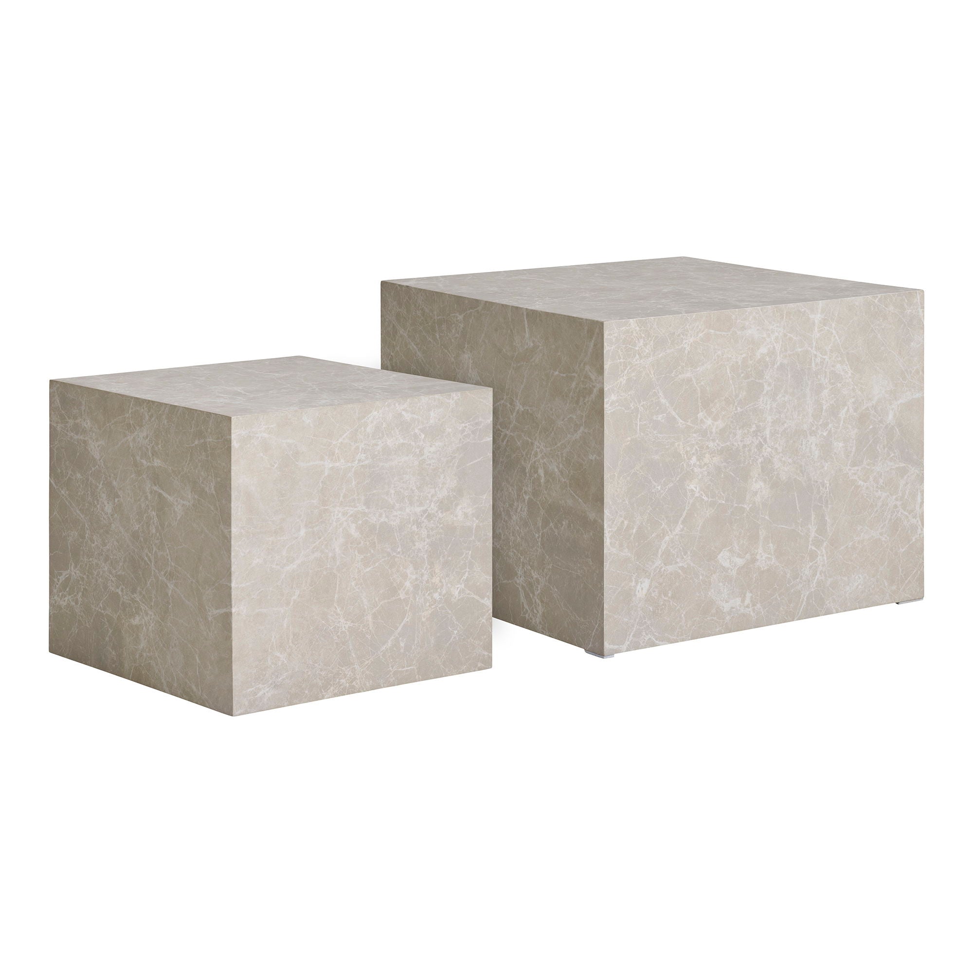 Prague Coffee Table - Coffee Table, marble look, beige set of 2
