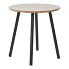 Aalst Side Table - Side table, travertine look, black legs ø40x40 cm
