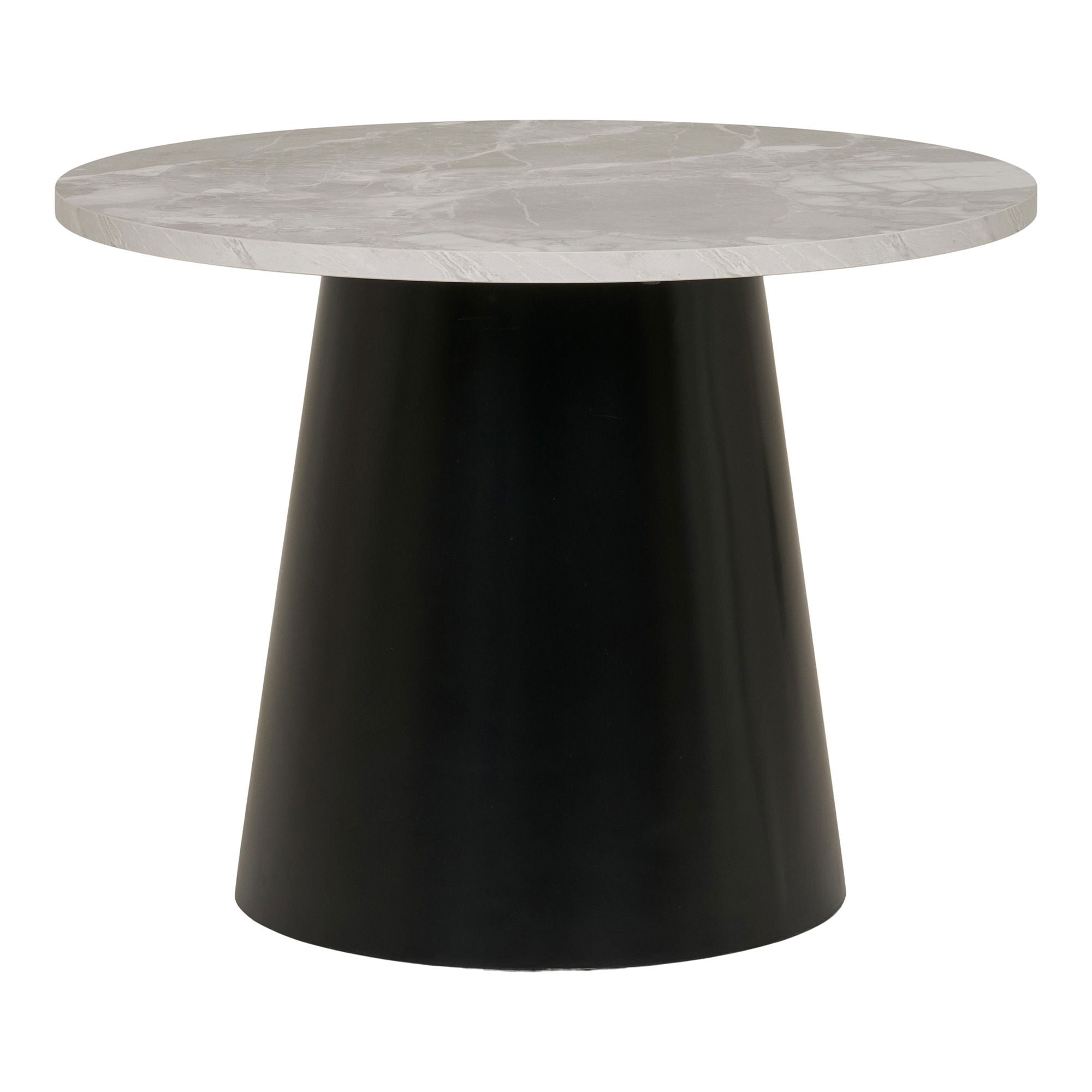 Brito Coffee Table - Coffee table, marble look, grey/black ø60x45 cm
